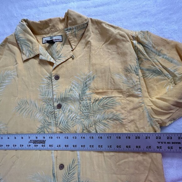 Tommy Bahama Mens Yellow Palm Tree Silk Short Sleeve Button-Up Shirt Medium - Picture 6 of 7